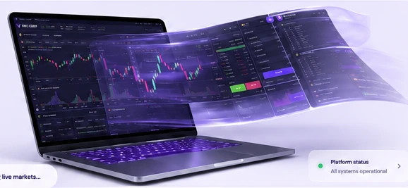 Purple backlit Vecoom trading laptop